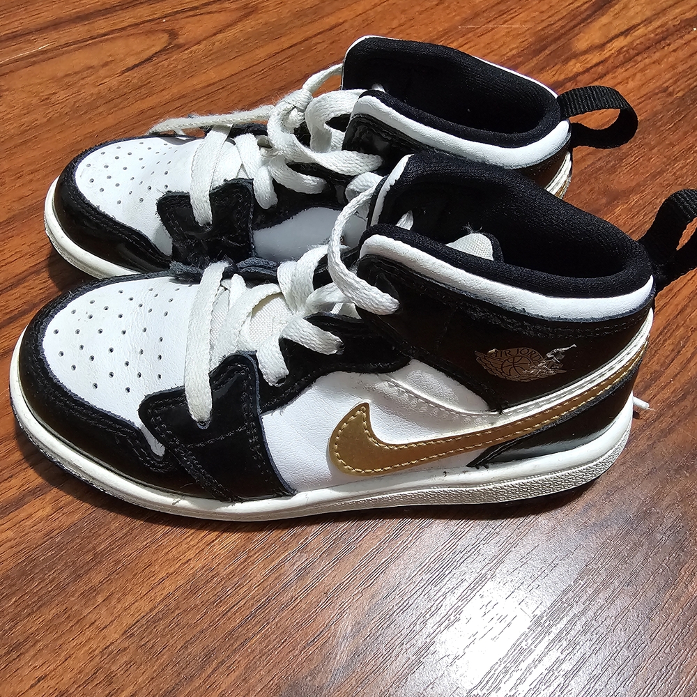 Kids Black and Gold Sneakers